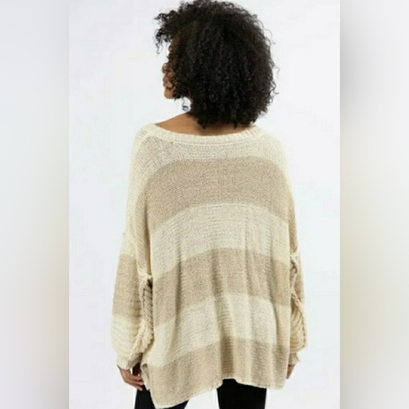 PINK LILY OVERSIZED STRIPED HENLEY SWEATER - Picture 6 of 15